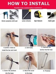 2 Pack Grab Bars 16 Inch, Black Bathroom Handle for Elderly, Stainless Steel :::
