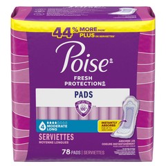 Incontinence Pads for Women, 4 Drop Moderate Absorbency, Long Length, 78 Count
