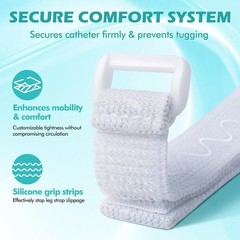 Anti-Slip Catheter Leg Bag Strap, 16 in / 40 cm | Silicone Grip, Adjustable Hook