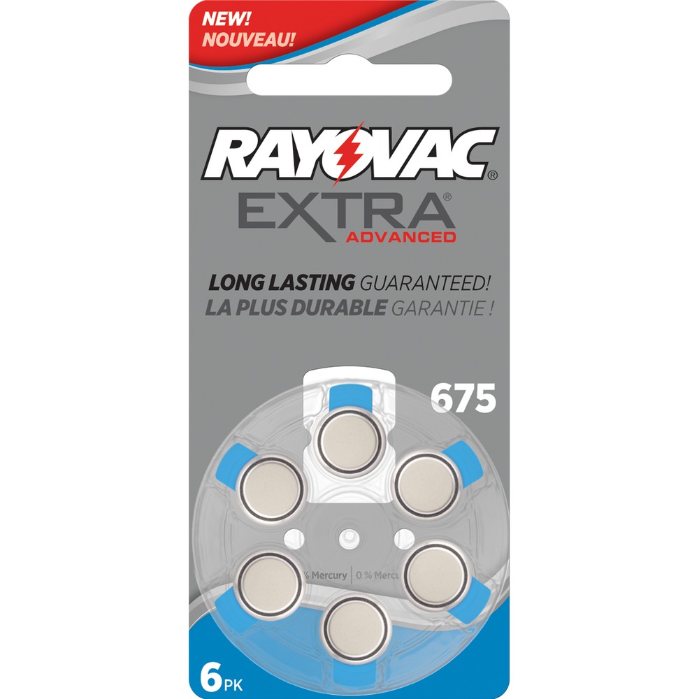 60 Rayovac Extra Mercury Free Hearing Aid Batteries Size: 675