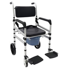 Foldable Shower Chair w/Wheels, Aluminum Alloy Height Adjustable Shower Chair