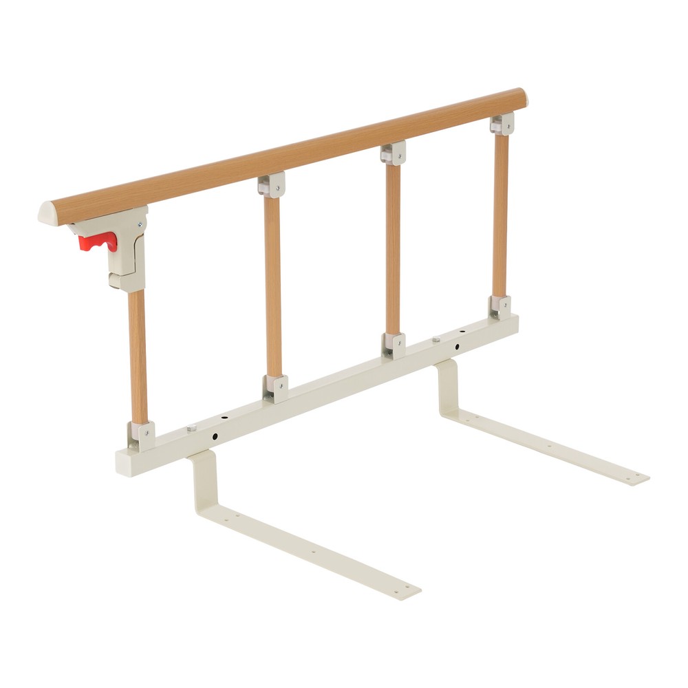 Foldable Bed Rail Aluminum Woodgrain 90 × 40 cm Fits 5-30 cm Mattresses