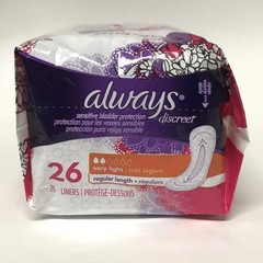 Always Discreet VERY LIGHT Regular Length Liners, 26ct | Bladder Leak Protection