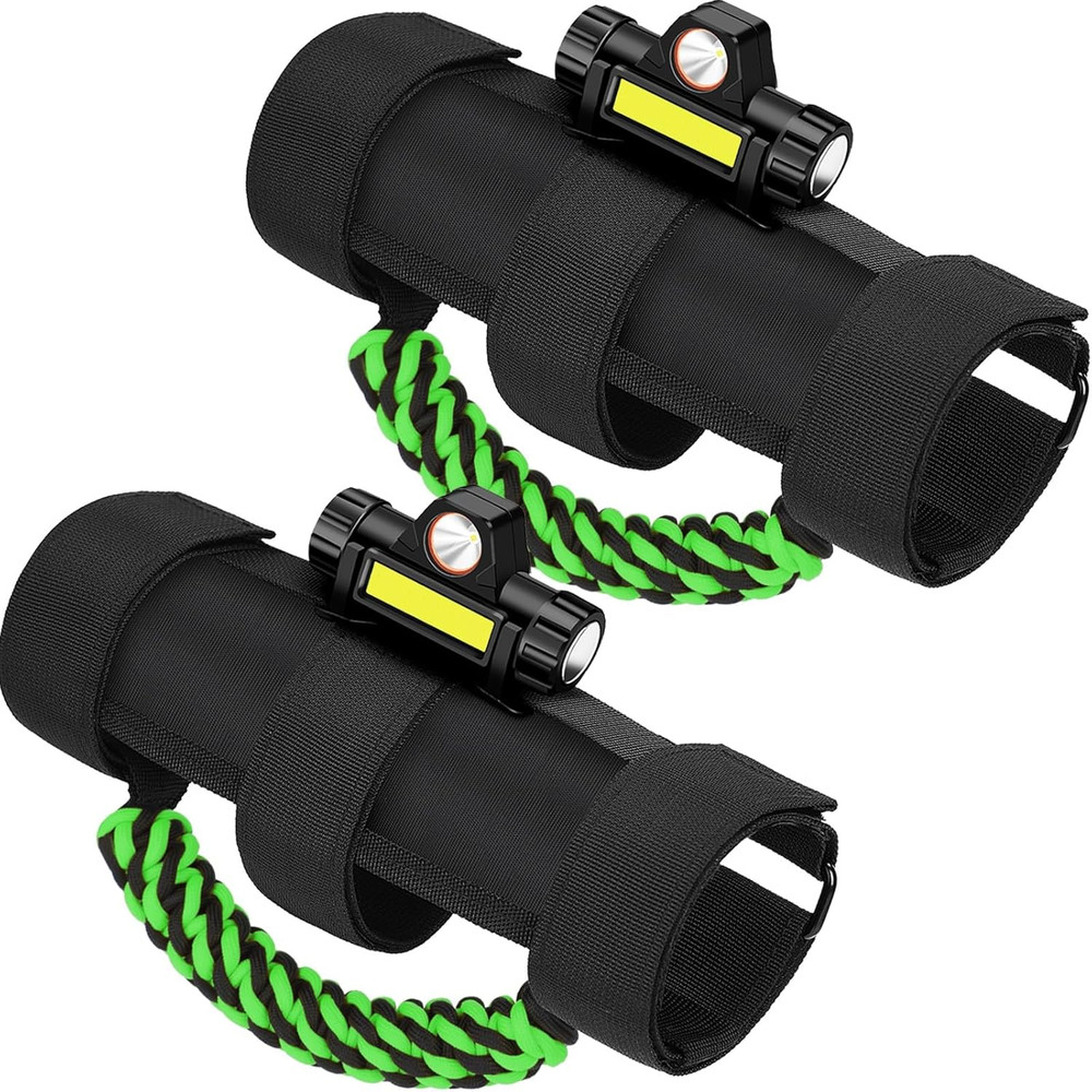 2 X Roll Bar Grab Handles with Light – Paracord Grip Handle with Light Bar for J