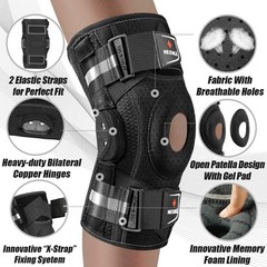 Professional Knee Brace for Knee Pain, Hinged Knee Support with Patented X-St…