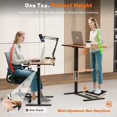 Overbed Table with Wheels, Adjustable Medical Bedside Table, Wood