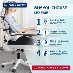 X Large Memory Foam Seat Cushion Lumbar Support Pillow for Sciatica & Tailbone P