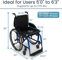Vive Lightweight Foldable Wheelchair – Portable & Compact for Active Adults
