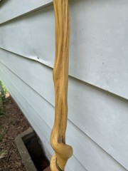 Handcrafted Wood Walking Stick Cane, Twisted Spiral Design, Tan, Adult/Senior