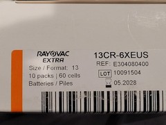 Rayovac Extra Hearing Aid Batteries Size 13 Orange Color 40 Batteries Free Ship
