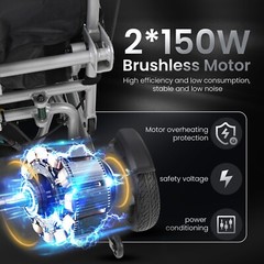 Reclining Electric Wheelchair, Portable Folding Power WheelChairs, Mobility Aid