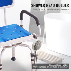 360° Swivel Shower Chair w/ Pivoting Arms, 400lb Support, Height Adjustable