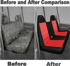 Thickened Oxford Cloth Front Solid Bench Seat Covers with Molded Headrests fit f