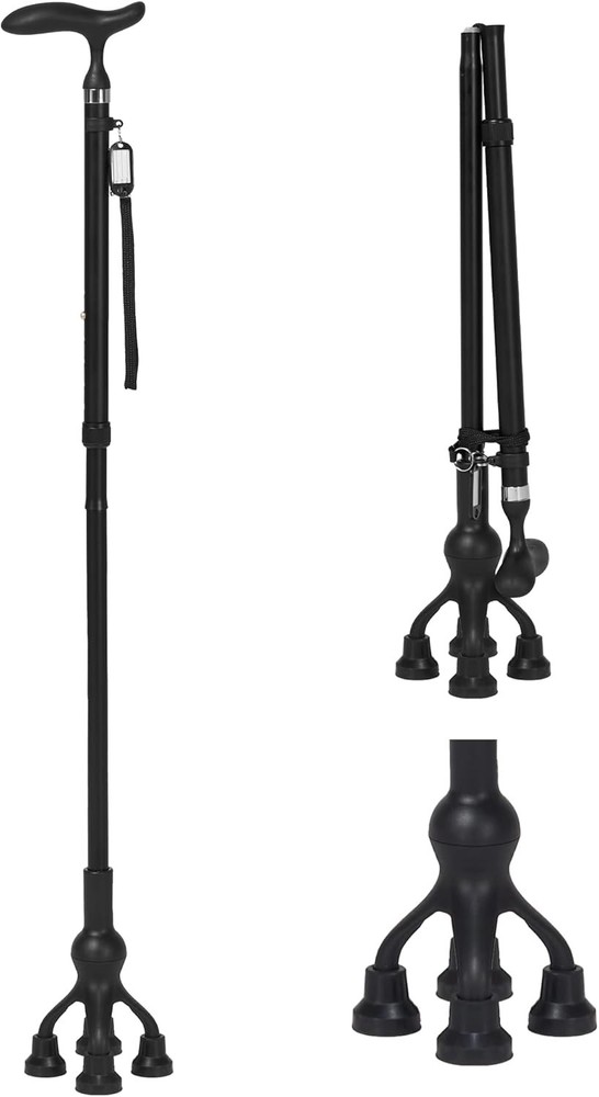 Free Standing Adjustable Foldable Walking Cane, Supports up to 300 lbs