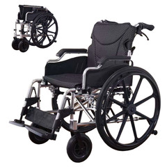 18″ Seats Aluminum Alloy Transport Wheelchair w/front & Rear Locking Hand Brakes