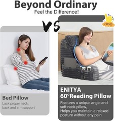ENITYA 19” Back Pillow for Bed Sitting up, Built-in Armrests & Big Pockets, Back