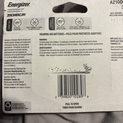Energizer Hearing Aid Batteries Size 10 Yellow Tab 24 Pack BRAND NEW