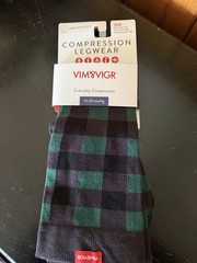 Vim Vigr Plaid Compression Socks Size S/M Nylon Moisture Wicking 15-20 mmHg