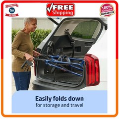 Medline Lightweight Folding Walker with 6 Inch Wheels 250lb Capacity Blue