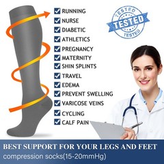 5 Pairs Knee High Compression Socks Women Men 15-20mmHg Medical Travel Run L/XL