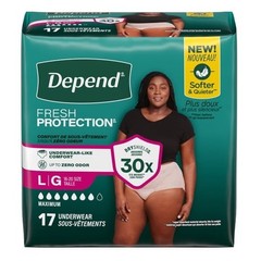 Depend Fresh Protection Incontinence Underwear for Women, Adult Diapers, L,17-72