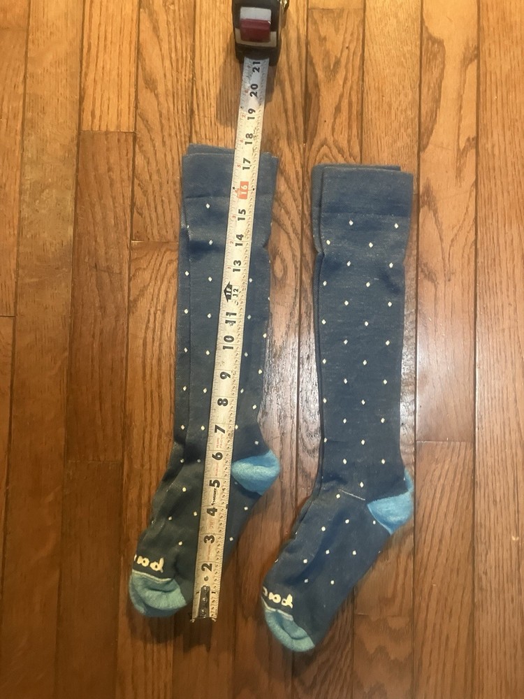 Pacas Wool Compression Socks Blue Wit White Polka Dots S To M 2nds
