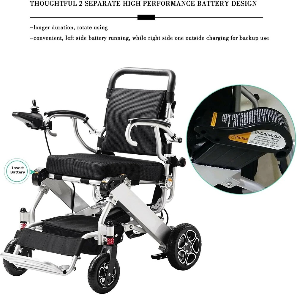 400W Foldable Electric Wheelchair, 13.2AH, Dual Battery, Lightweight 52 lbs