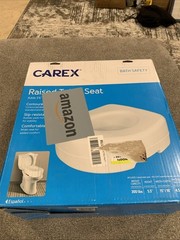 Carex Economy White Plastic Raised Toilet Seat 5-1/2″ Height up to 300 lbs