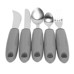 5pcs Household Utensils Stainless Steel Rubber Handle Spoon Fork Set For Home