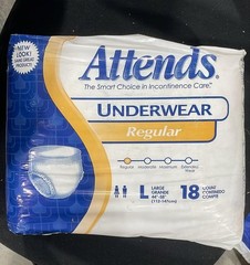 Case of 36 Attends Regular Absorbency Underwear – APV30 Large, 2 Packs of 18