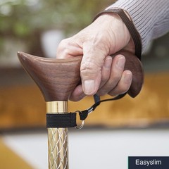 Walking Cane Adjustable 30-39 Inches Aluminum Gold Walnut Handle