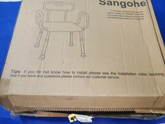 Sangohe Non-slip Shower Chair U Shape Seat,Heavy Duty w Arms 275lbs Capacity NIB