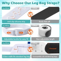 Anti-Slip Catheter Leg Bag Strap, 16 in / 40 cm | Silicone Grip, Adjustable Hook