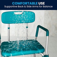 HERCULES Series 300 Lb. Capacity Adjustable Teal Bath & Shower Chair with Quick