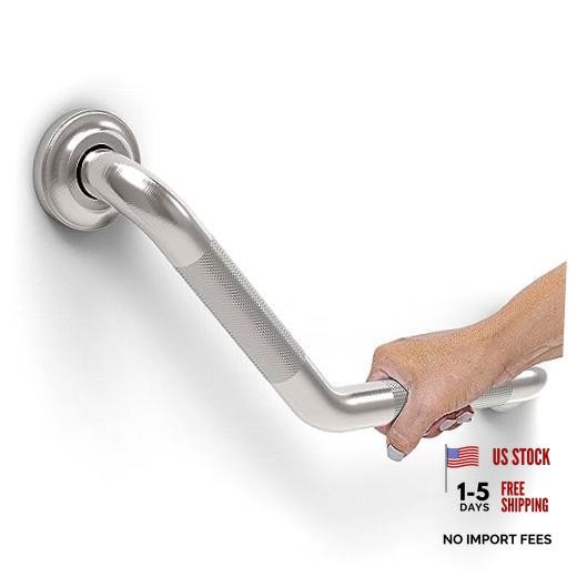 1-1/4 x 16inch Angled Grab Bar for Stud Mount with Knurled Grip, Brushed Nickel