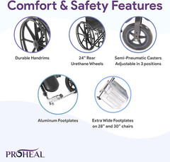 Bariatric Wheelchair – Heavy Duty, 500lb Capacity, Adjustable, Foldable, 22″ Sea