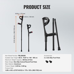 Ergonomic Forearm Crutches for Adults – Lightweight, Non-Slip, 350LBS Capacity