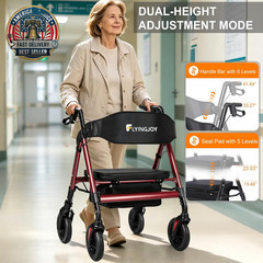 Walkers for Seniors with Seat,450Lbs Rolling Walker, 22″ Extra-Wide Heavy-Duty F