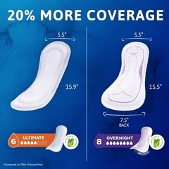 Tena Intimates Extra Coverage Overnight Incontinence Pads, 45 Count – Pack of 2