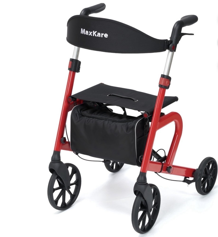 MaxKare Walker with 10Inch All-Terrain Wheels and 8-Level Adjustable Handles Red
