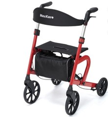MaxKare Walker with 10Inch All-Terrain Wheels and 8-Level Adjustable Handles Red