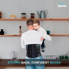 TYNOR Adjustable Back Support Belt for Lower Back Pain – Medium Black