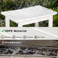 HDPE Shower Bench with Storage Shelf & Handles for Indoor/Outdoor Use – White