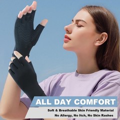 2 Pairs Compression Gloves for Arthritis Pain Relief, Fingerless Anti-Slip Hand