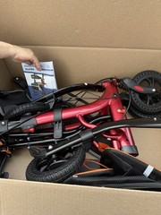 Aojin Rollator Walker Foldable 4-Wheel WB-2420 Red Aluminum Adult Indoor Outdoor