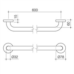 Caroma 300mm Chrome Home Collection Grab Rail – 600mm Chrome