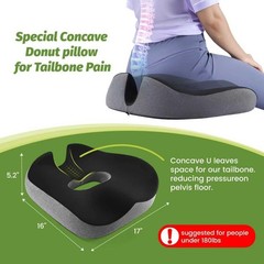 anzhixiu Concave U Surface Donut 16″*17″ for people under 180lbs, Black/Gray