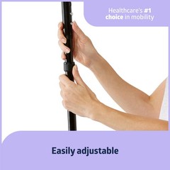Medline Bariatric Offset Walking Cane Adjustable Height 500 Lbs Stability Black