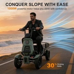 1000W Heavy Duty 4-Wheel Electric Mobility Scooter w/Cargo Platform 15MPH 600LBS