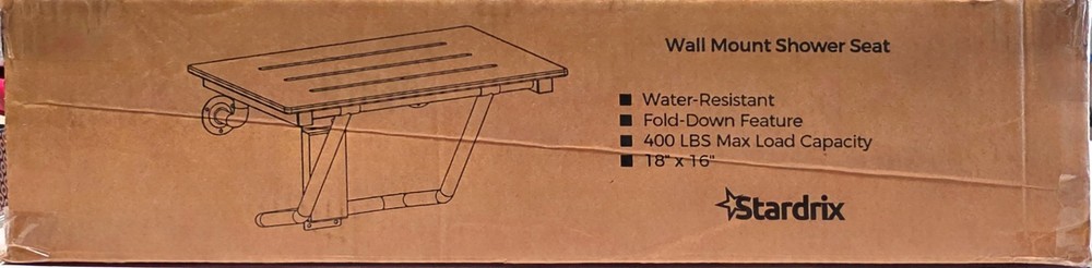Stardrix Wall-Mounted Shower Seat Water-Resistant Foldable 400 lb White 18×16